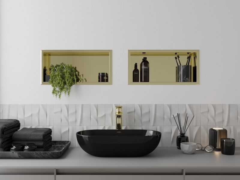 Indbygningshylde Mexen X-Wall-R i guld 45 x 20 cm, 1 stk.