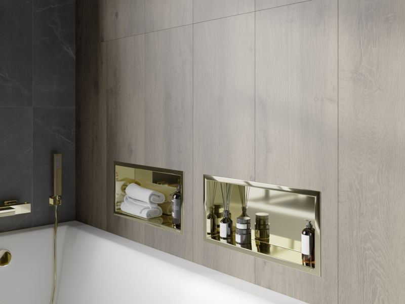 Indbygningshylde Mexen X-Wall-R i guld 45 x 20 cm, 1 stk.