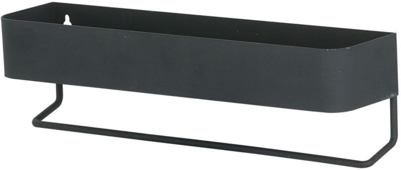 Metalhylde med Håndklædestang Sort 35 cm