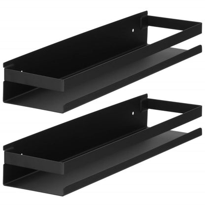Springos badeværelseshylder sæt 2 stk. væghængte til brusebad 40x10 cm rustfrit stål loft sort 1 sæt