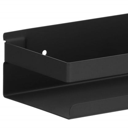 Springos loft-sorte badeværelseshylder i rustfrit stål til brusebad 50x10 cm, 2 stk.