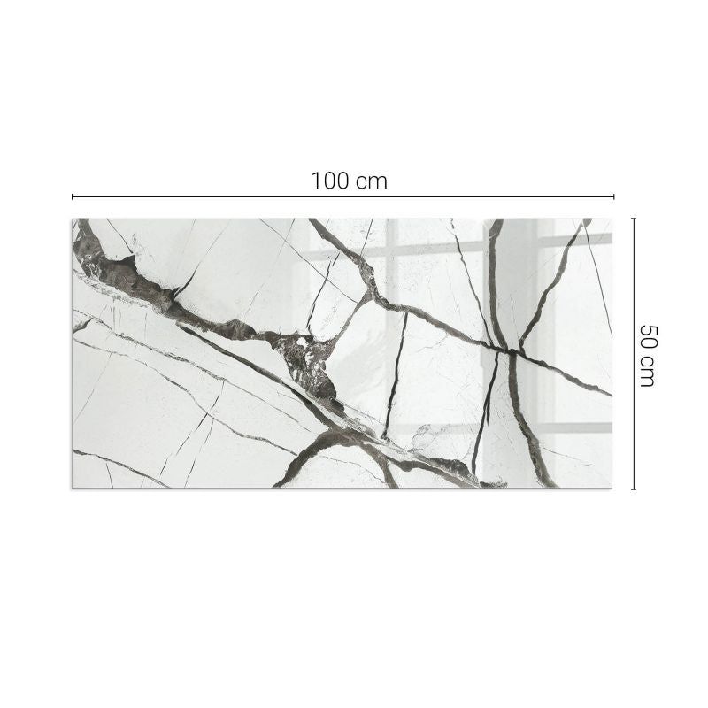 Glasgulvplade Marmormønster 100x50 cm Hærdet Glas