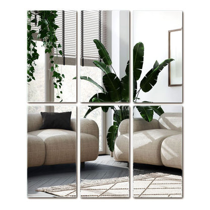 Tulup selvklæbende rektangulære spejlfliser 30 x 16 cm til væg, 6 stk.