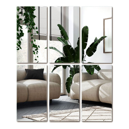 Tulup selvklæbende rektangulære spejlfliser 30 x 16 cm til væg, 6 stk.