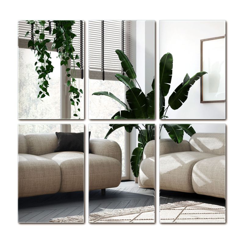 Tulup selvklæbende rektangulære spejlfliser 30 x 20 cm – dekorative vægfliser, 6 stk.