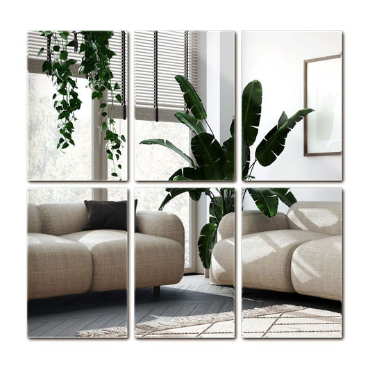 Tulup selvklæbende rektangulære spejlfliser 30 x 20 cm – dekorative vægfliser, 6 stk.