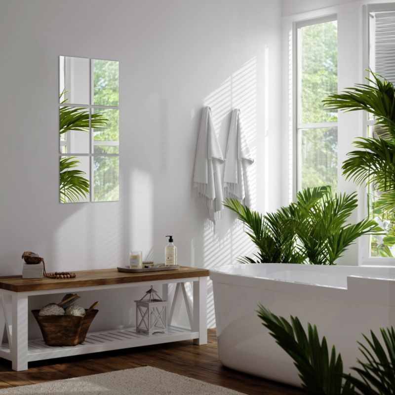 Tulup selvklæbende rektangulære spejlfliser 30 x 20 cm – dekorative vægfliser, 6 stk.