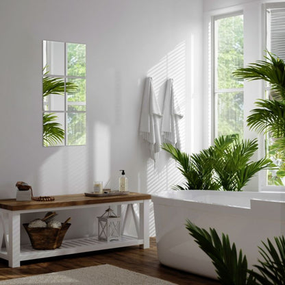 Tulup selvklæbende rektangulære spejlfliser 30 x 20 cm – dekorative vægfliser, 6 stk.