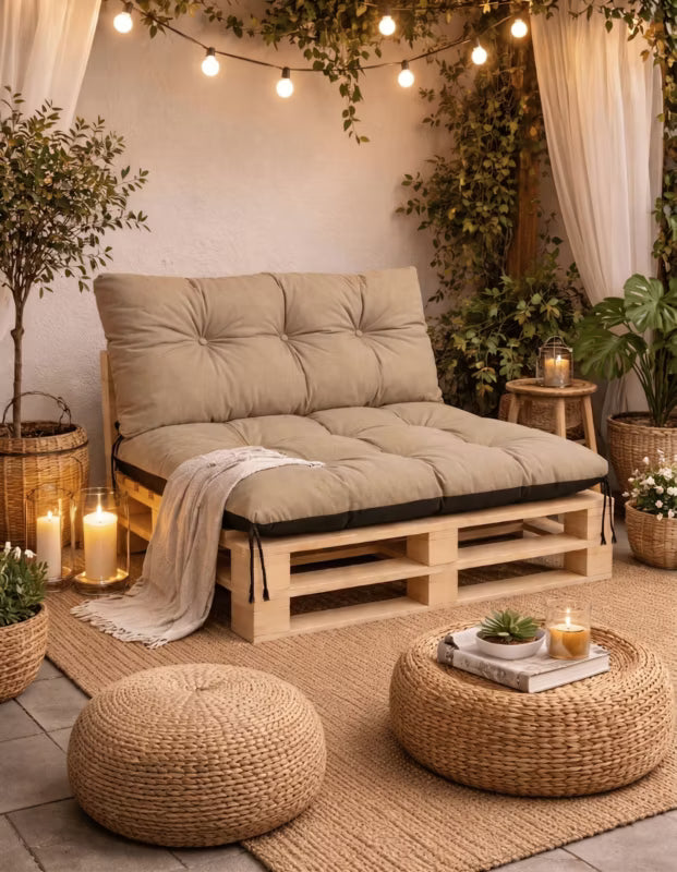 Pallesofahynder 120x80x40 cm Beige Vandtæt 2 stk