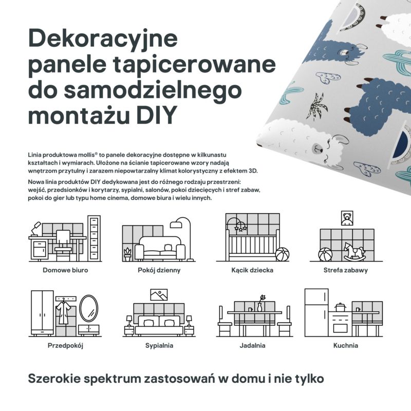 Stegu Mollis polstret vægpanel kvadrat 30 x 30 cm Alpaka - 4 stk.