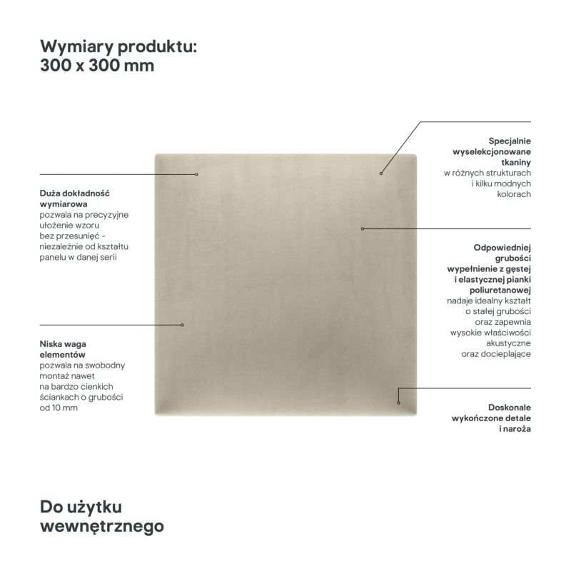 Polstret vægpanel Stegu Mollis kvadratisk 30 x 30 cm beige - 1 stk