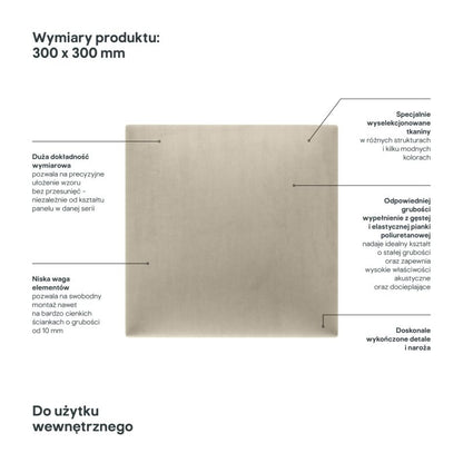 Polstret vægpanel Stegu Mollis kvadratisk 30 x 30 cm beige - 1 stk