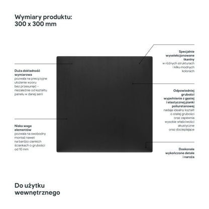 Polstret vægpanel Stegu Mollis kvadratisk 30 x 30 cm sort - 1 stk