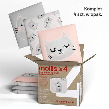 Polstret vægpanel Stegu Mollis kvadratisk 30 x 30 cm Katte - 4 stk.