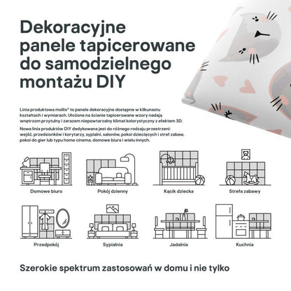 Polstret vægpanel Stegu Mollis kvadratisk 30 x 30 cm Katte - 4 stk.