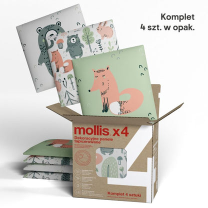 Vægpanel med polstring Stegu Mollis kvadratisk 30 x 30 cm Skov - 4 stk.
