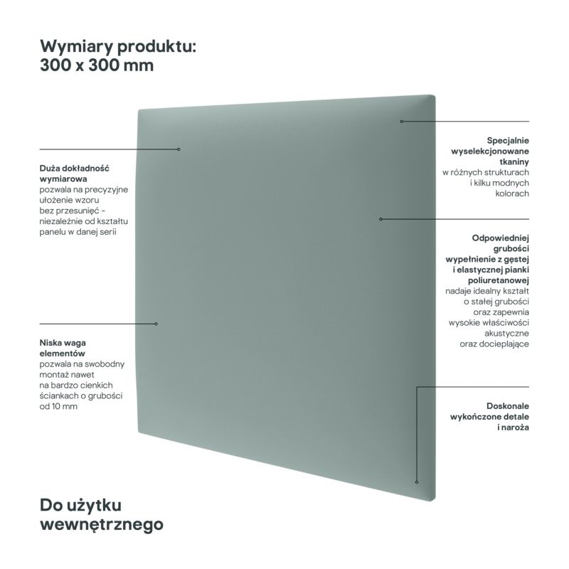 Stegu Mollis polstret vægpanel kvadrat 30 x 30 cm Salvie - 1 stk