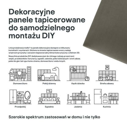 Polstret vægpanel Stegu Mollis kvadratisk 30 x 30 cm grå - 1 stk.