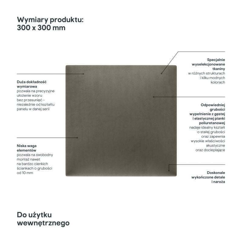 Polstret vægpanel Stegu Mollis kvadratisk 30 x 30 cm grå - 1 stk.