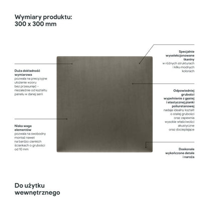 Polstret vægpanel Stegu Mollis kvadratisk 30 x 30 cm grå - 1 stk.