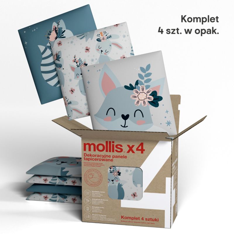 Vægpanel med polstring Stegu Mollis kvadratisk 30 x 30 cm Ræve - 4 stk.
