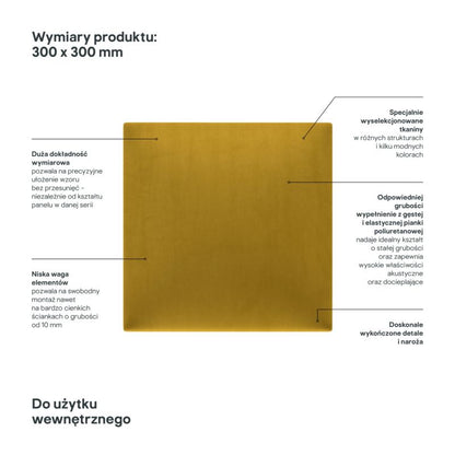 Polstret vægpanel Stegu Mollis kvadratisk 30 x 30 cm gul - 1 stk.