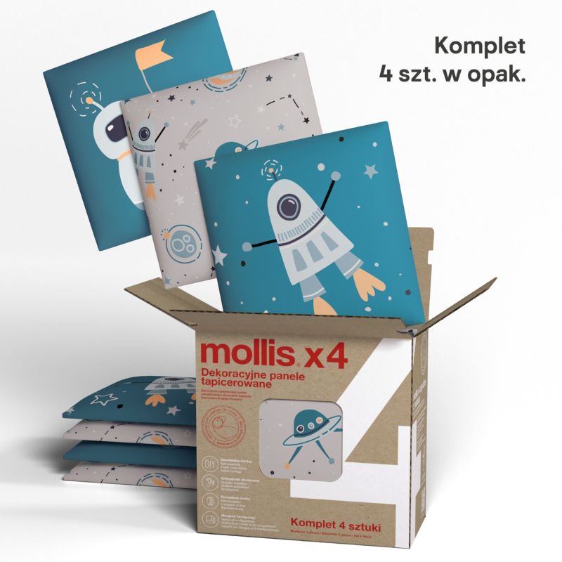 Polstret vægpanel Stegu Mollis kvadratisk 30 x 30 cm UFO - 4 stk.