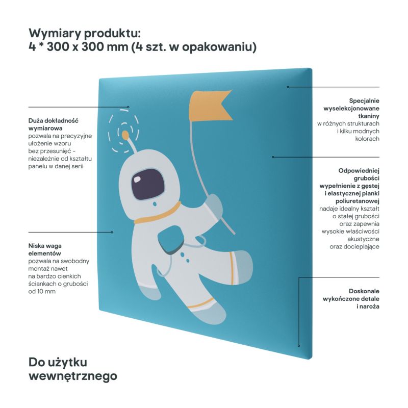 Polstret vægpanel Stegu Mollis kvadratisk 30 x 30 cm UFO - 4 stk.