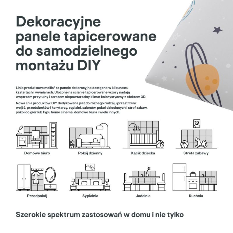 Polstret vægpanel Stegu Mollis kvadratisk 30 x 30 cm UFO - 4 stk.