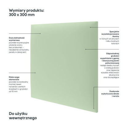 Polstret vægpanel Stegu Mollis kvadratisk 30 x 30 cm grøn - 1 stk.