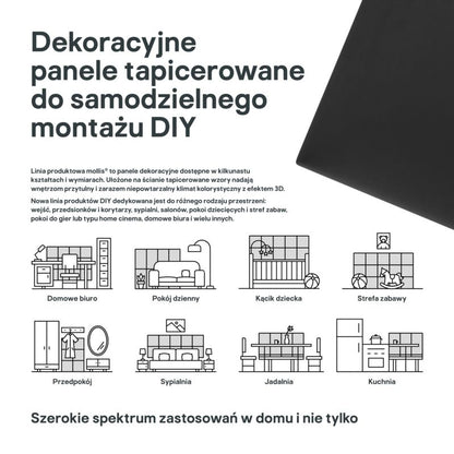 Polstret vægpanel Stegu Mollis rektangulær 60 x 30 cm sort - 1 stk.