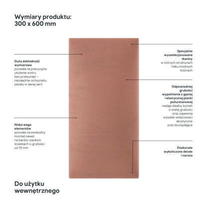 Stegu Mollis polstret vægpanel rektangulær 60 x 30 cm pudderrosa - 1 stk.