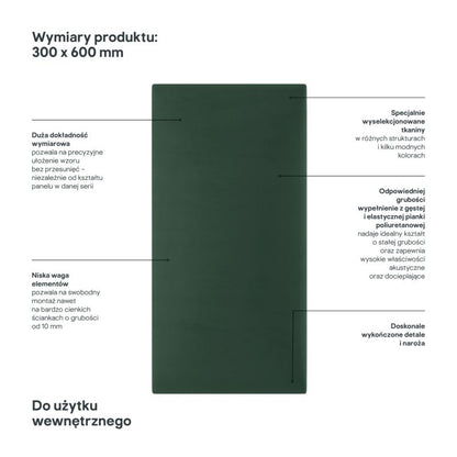 Polstret vægpanel Stegu Mollis rektangulær 60 x 30 cm grøn - 1 stk