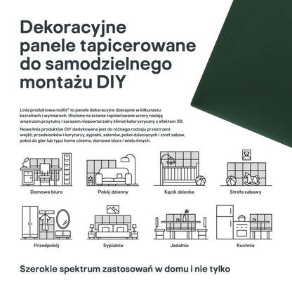 Polstret vægpanel Stegu Mollis rektangulær 60 x 30 cm grøn - 1 stk