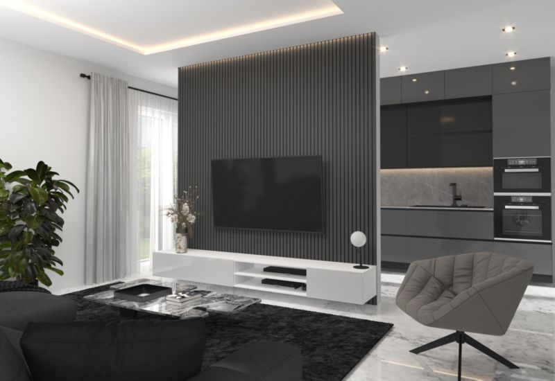 4-element lamelpanel i grå