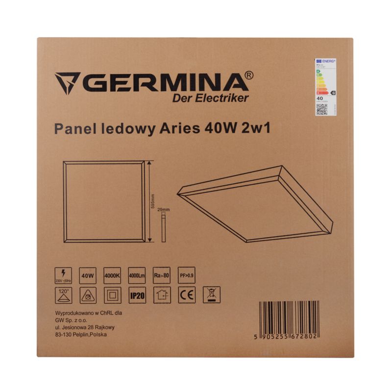 LED-panel Germina 40W til bordmontage 60x60 cm, 1 stk.