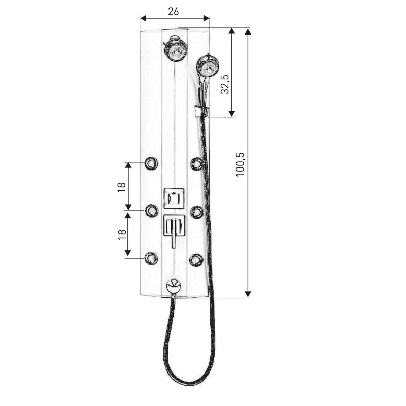 Panel Natryskowy Satynowy 101 x 26,5 x 19 cm 3 Tryby Hydromasaż | 5906365580810