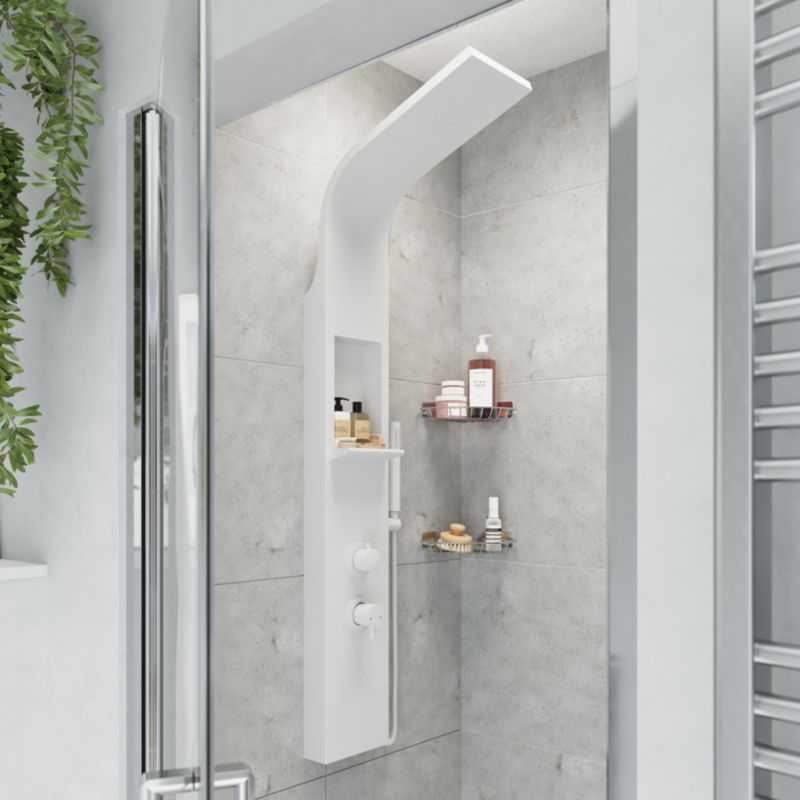 Brusepanel 1-Funktions Hvid Mat 140 cm Aluminium