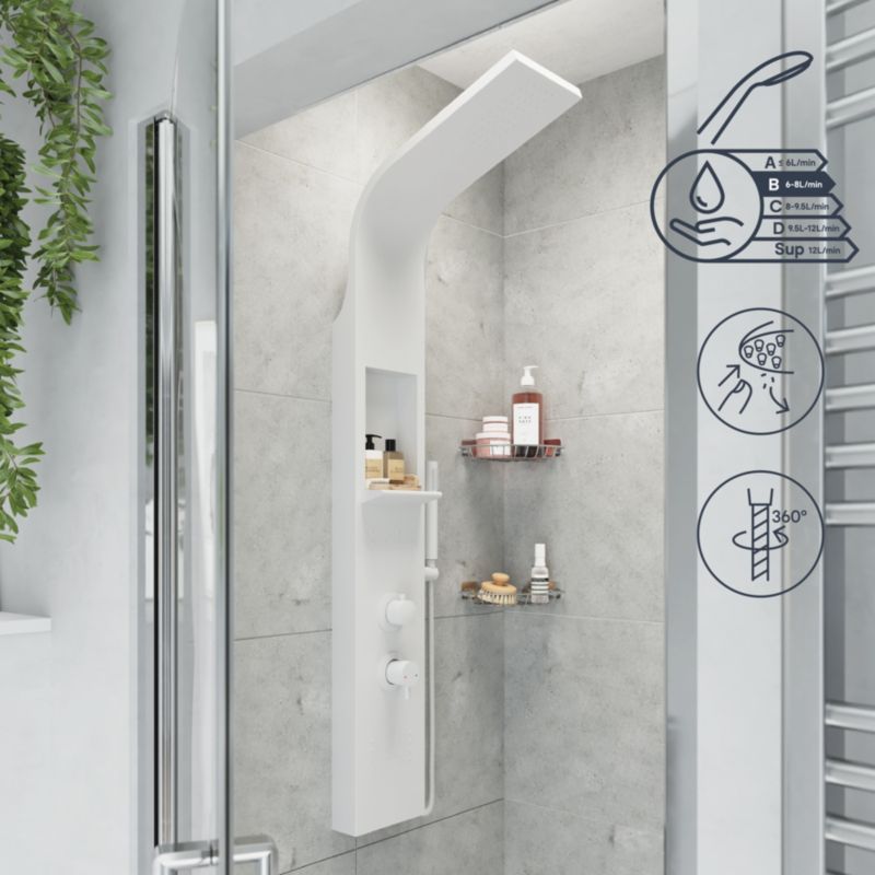 Brusepanel 1-Funktions Hvid Mat 140 cm Aluminium