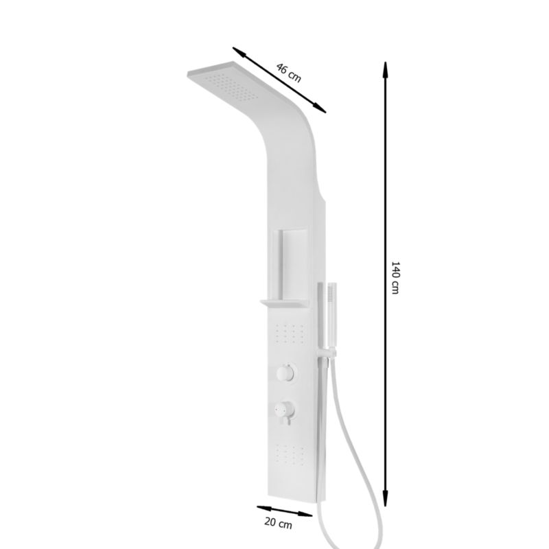 Brusepanel 1-Funktions Hvid Mat 140 cm Aluminium