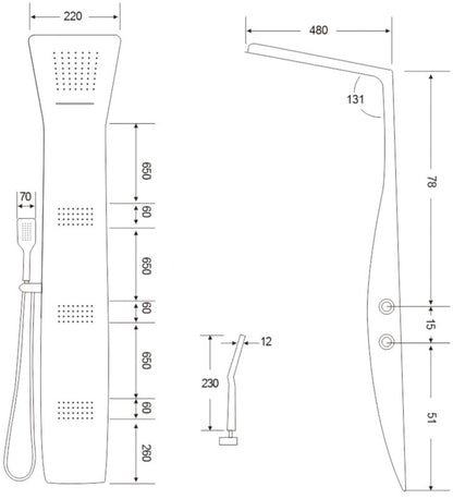 Mexen Bali brusepanel sort-hvid 1 stk.