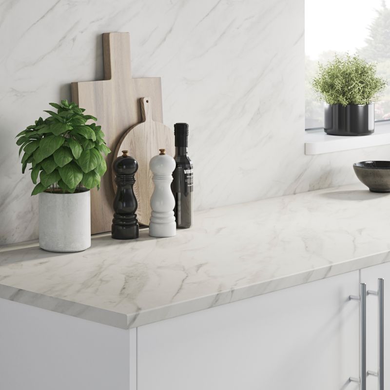 GoodHome Algiata laminatbordpladepanel 0,8 x 60 x 300 cm hvid marmor