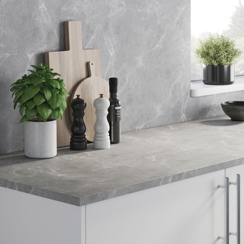 GoodHome Algiata laminatbordpladepanel 0,8 x 60 x 300 cm i grå marmor