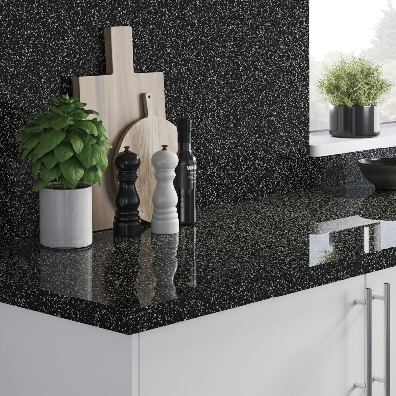 Laminatbordpanel GoodHome Berberis 0,3 x 60 x 200 cm sort / hvid stjerne