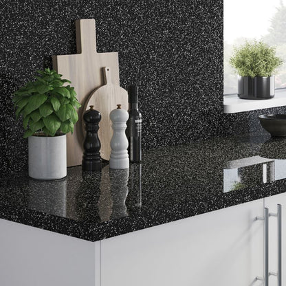 Laminatbordpanel GoodHome Berberis 0,3 x 60 x 200 cm sort / hvid stjerne