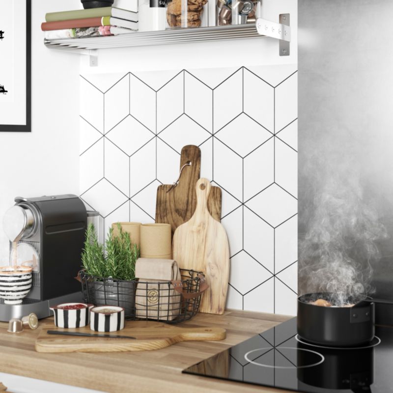 GoodHome Nepeta laminatbordpladepanel 0,3 x 60 x 180 cm geometrisk / hvid