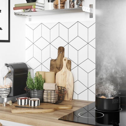 GoodHome Nepeta laminatbordpladepanel 0,3 x 60 x 180 cm geometrisk / hvid