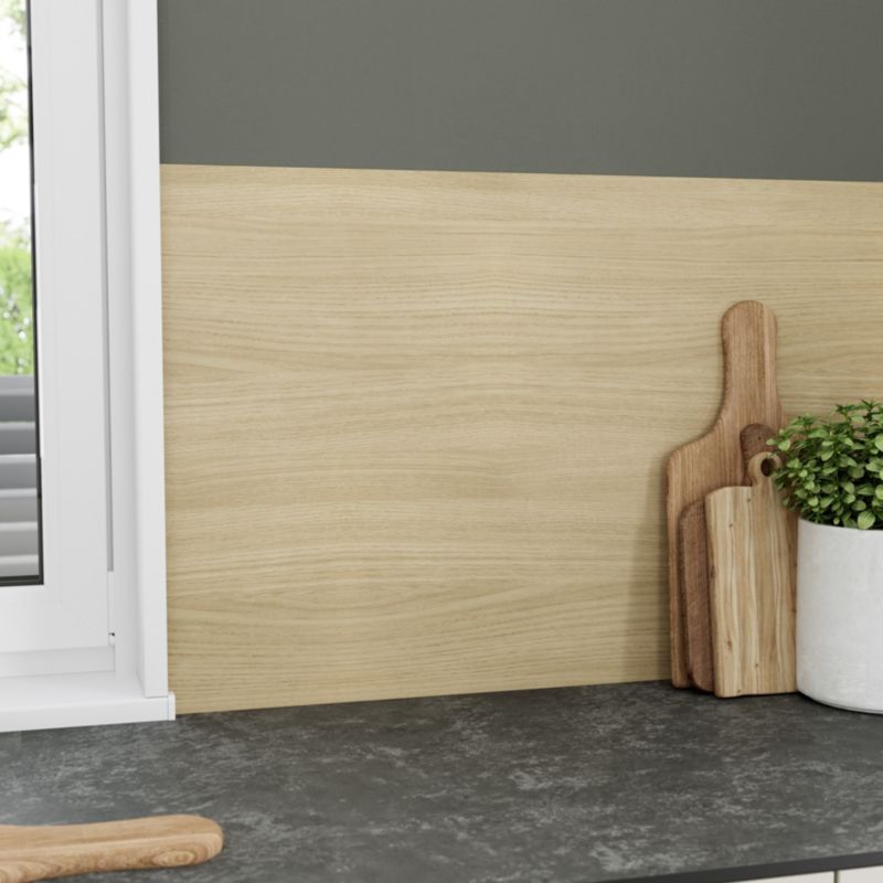 GoodHome Nepeta laminatbordpladepanel 0,3 x 60 x 200 cm lys træ / rustik eg