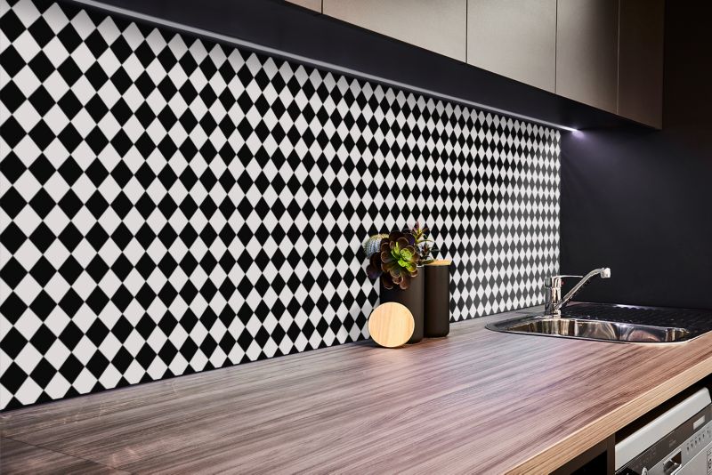 Selvklæbende vinylpanel Tulup Skrå skakternet mønster 100 x 50 cm 1 stk.