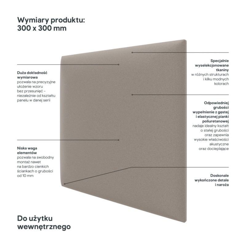 Polstret vægpanel Stegu B1 PP 30 x 30 cm beige